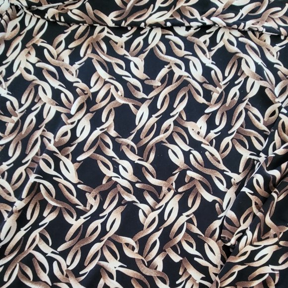 Vintage Faux Wrap Geometric Print Jersey Knit Dress Packable Travel Sz Large - Picture 5 of 11